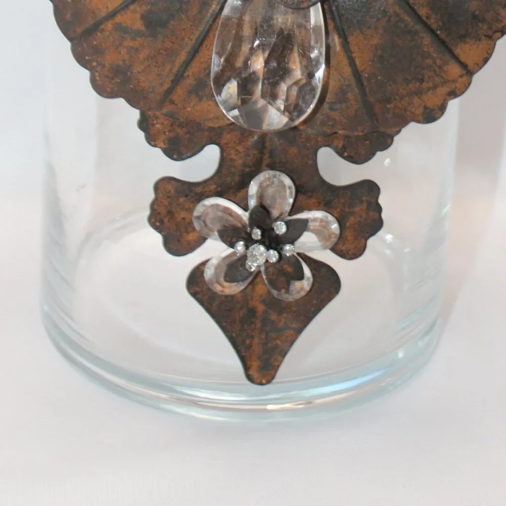 Feur de Lis Cooper and Plexiglass Floral Petal Large Vase
